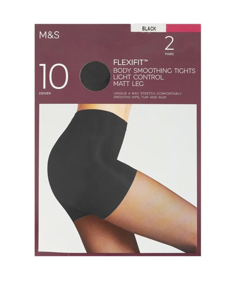 2pk Flexifit™ 10 Denier Light Control Sheer Tights