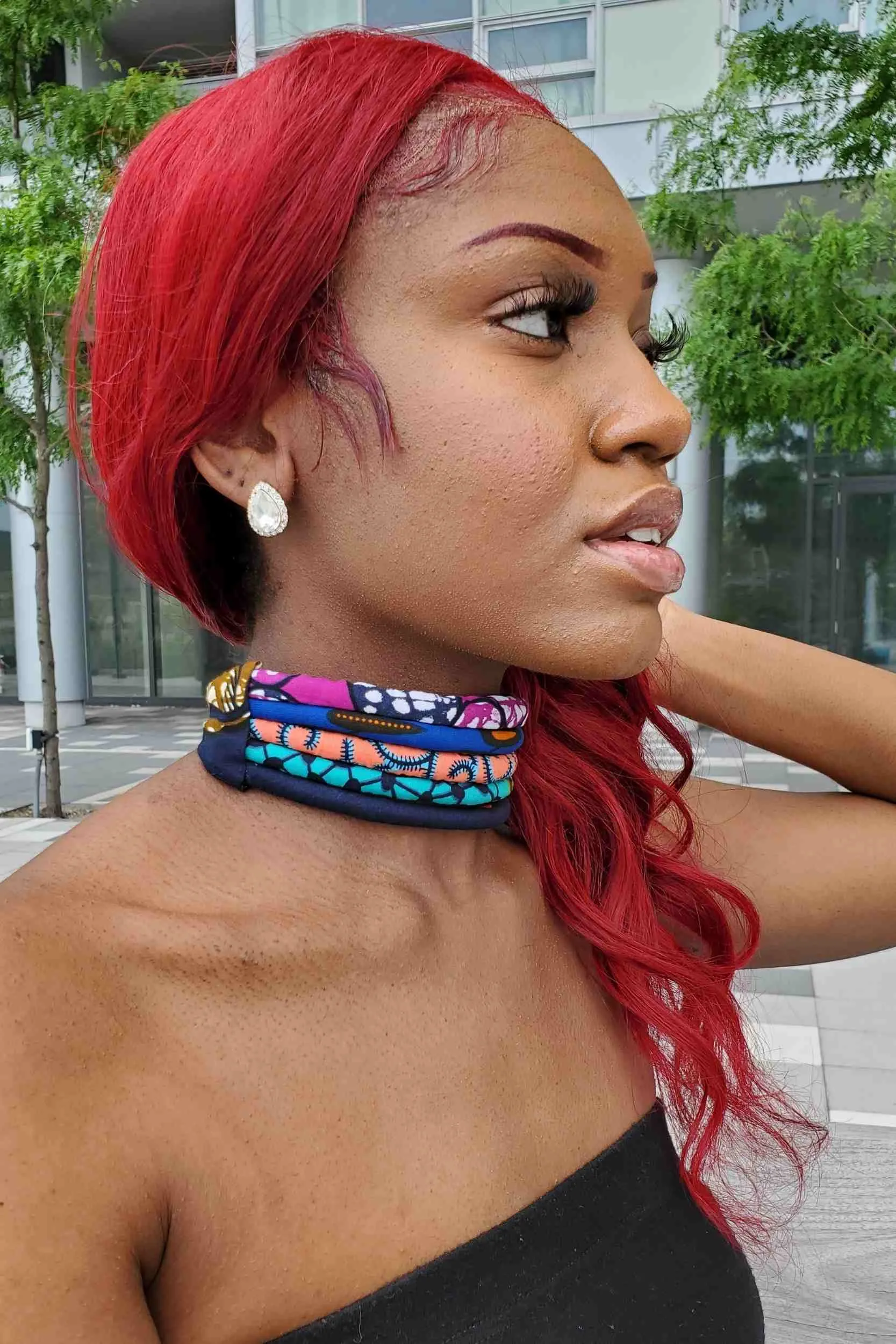 African Print Layered Choker Necklace (5-Layers)