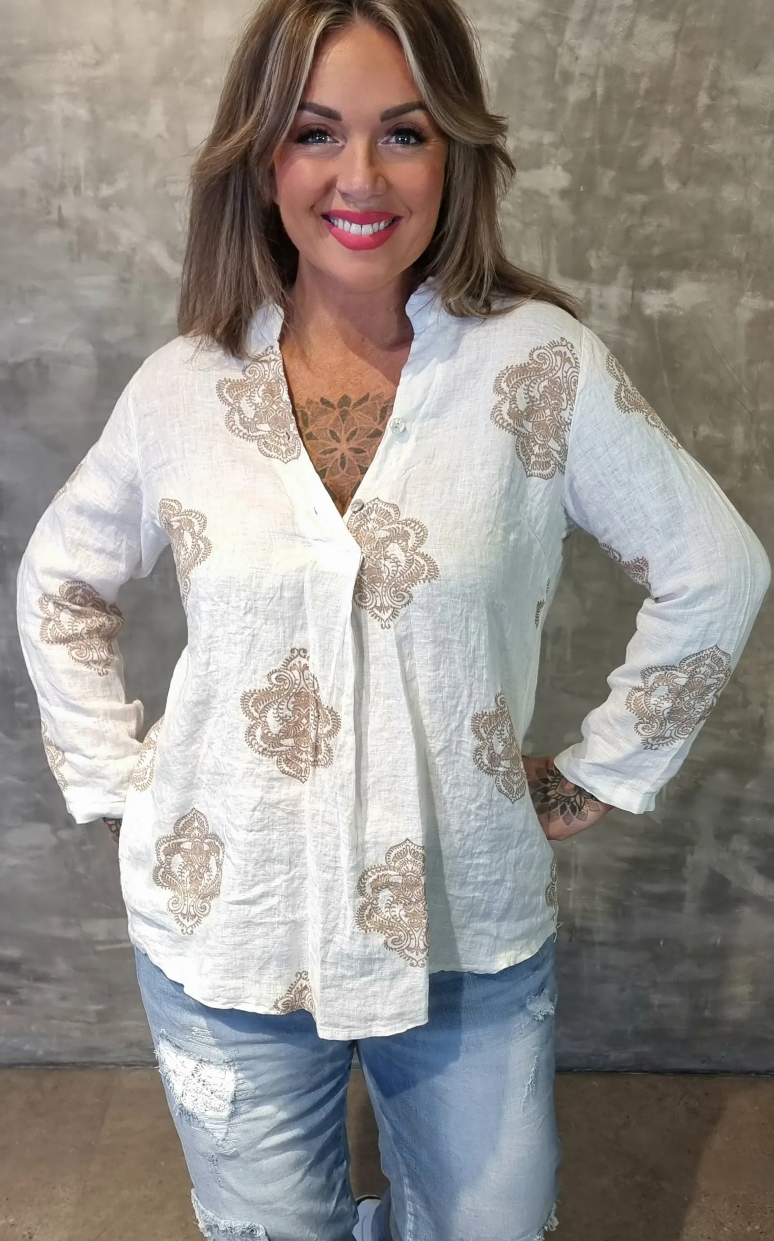 Alba Linen Blouse Offwhite