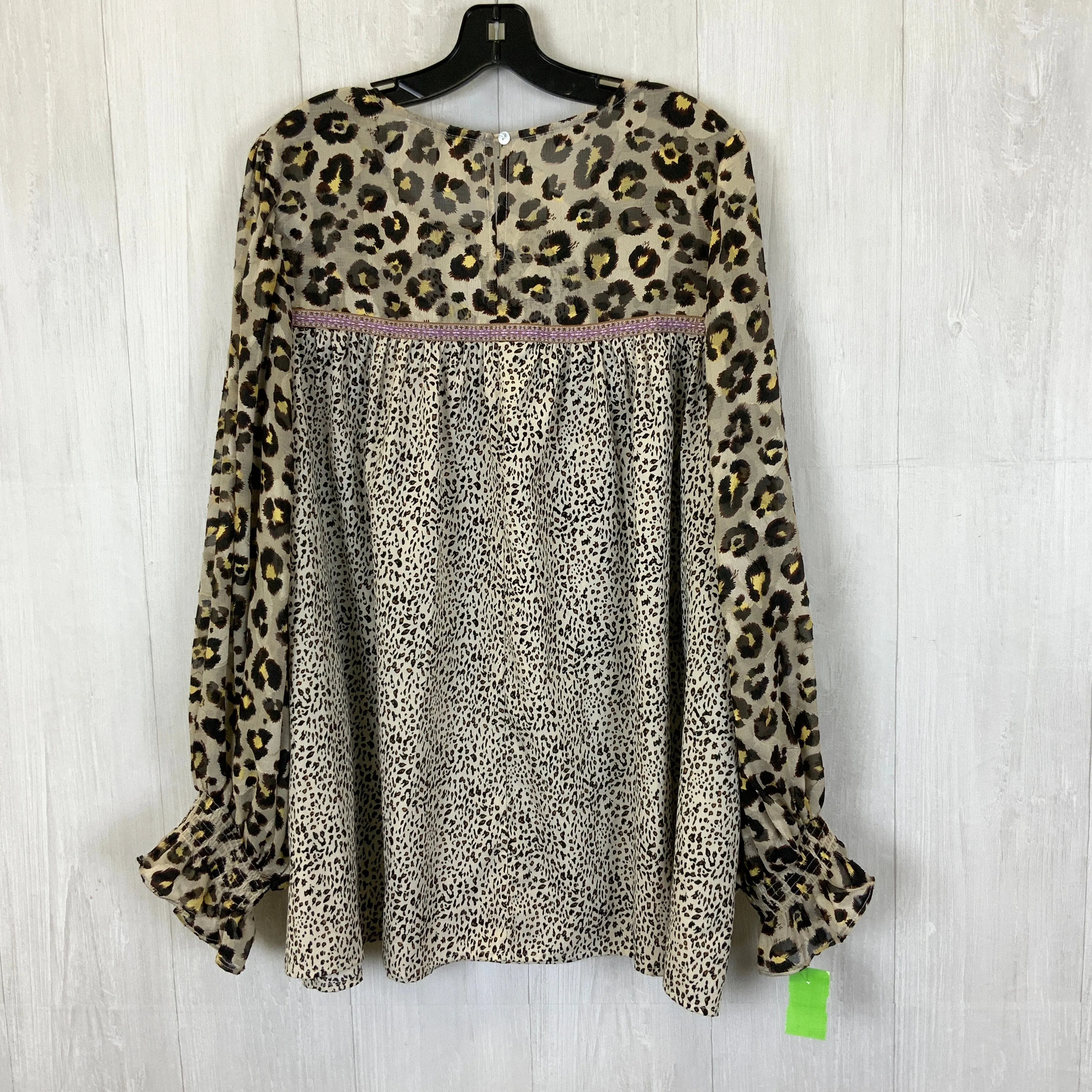 Animal Print Blouse Long Sleeve Entro, Size 2x