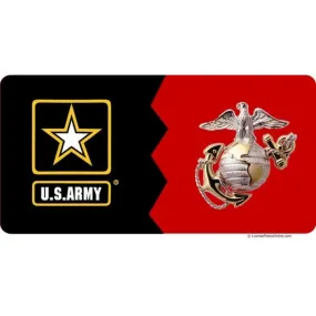 Army / Marines House Divided Photo License Plate