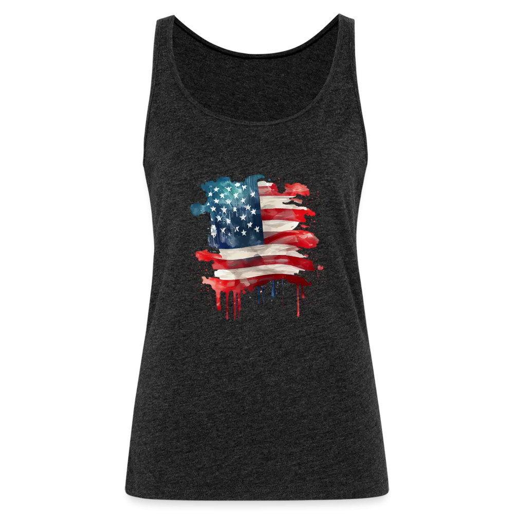 Artistic Glory: Premium Women's Tank Top with Watercolor American Flag