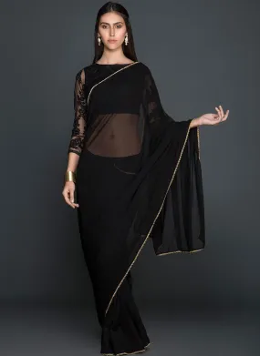 Black With Gold Trim Saree