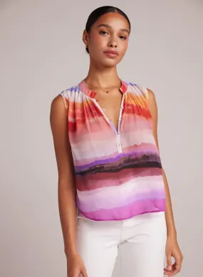 CANYON STRIPE SHIRRED TANK