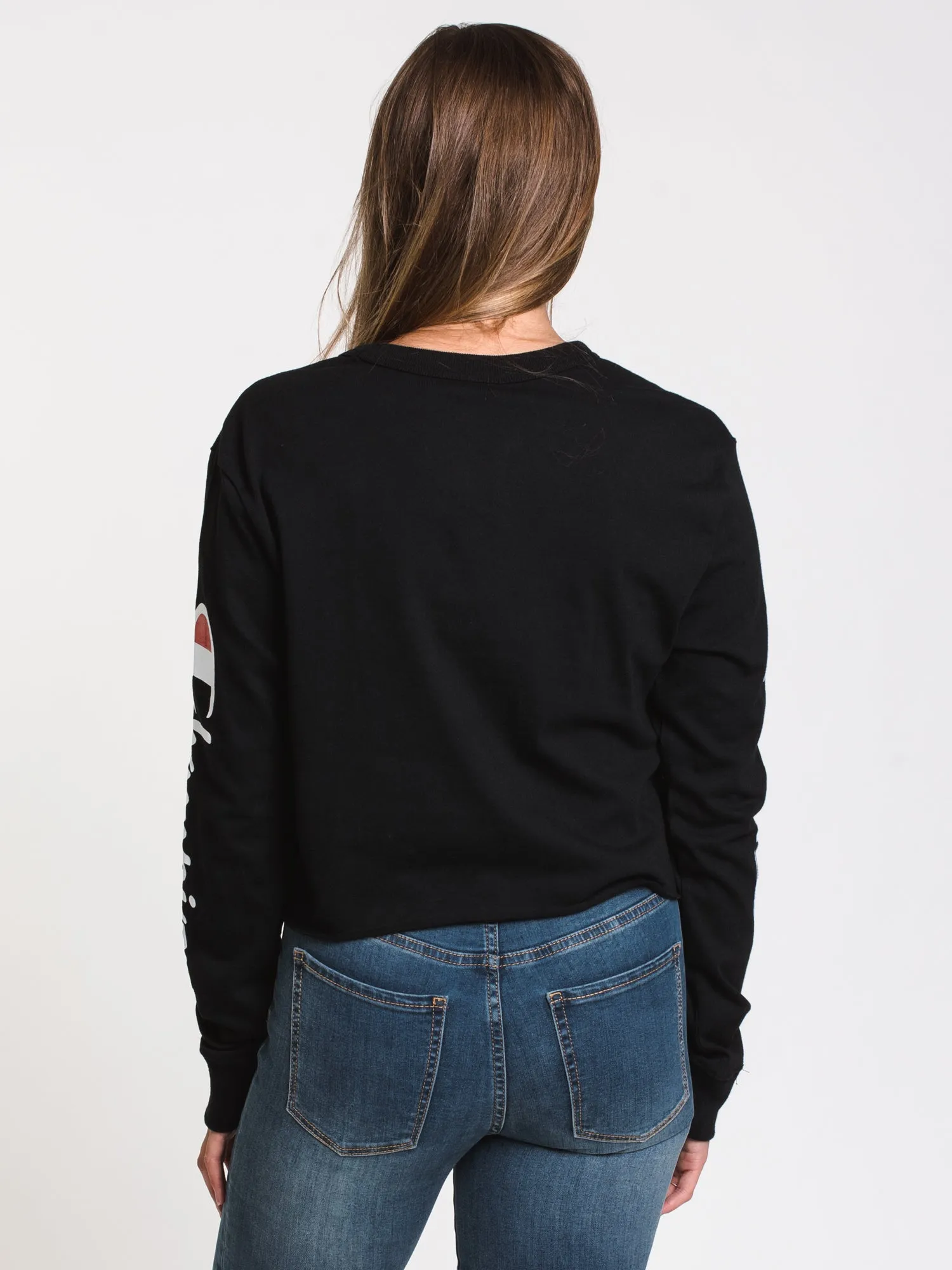 CHAMPION CROPPED LONG SLEEVE BOYFRIEND TEE  - CLEARANCE