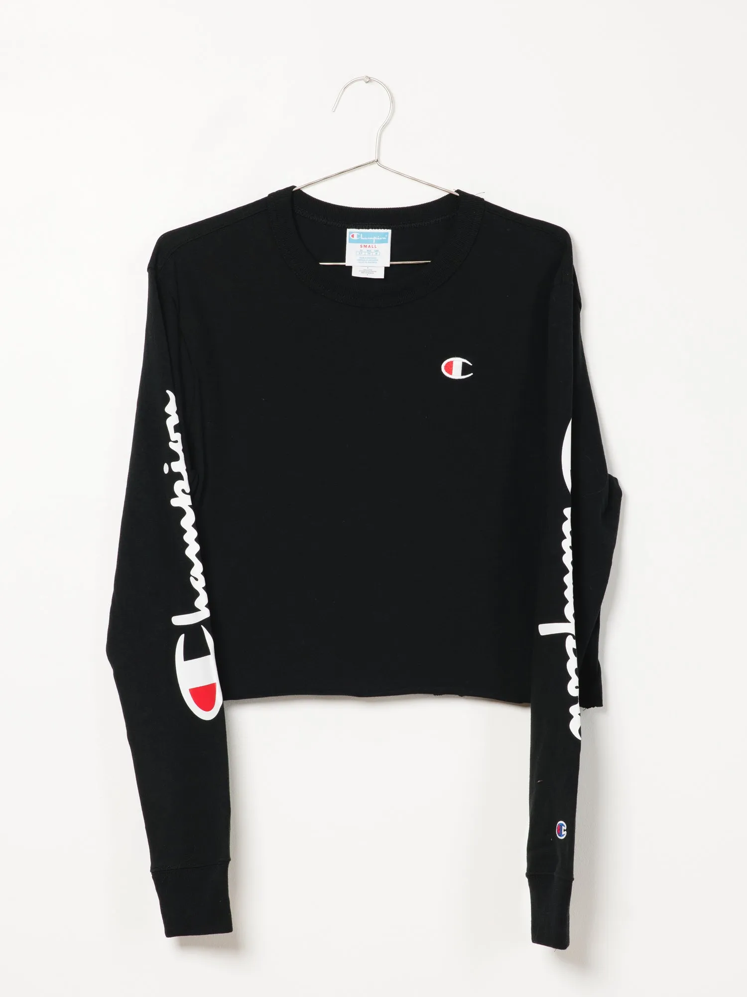 CHAMPION CROPPED LONG SLEEVE BOYFRIEND TEE  - CLEARANCE