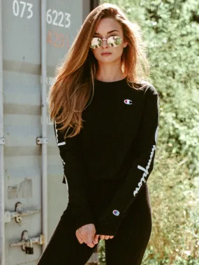 CHAMPION CROPPED LONG SLEEVE BOYFRIEND TEE  - CLEARANCE