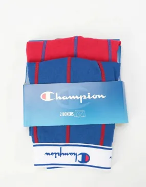 Champion Legacy Plain Boxer Shorts  2-Pack - Red/Royal Blue