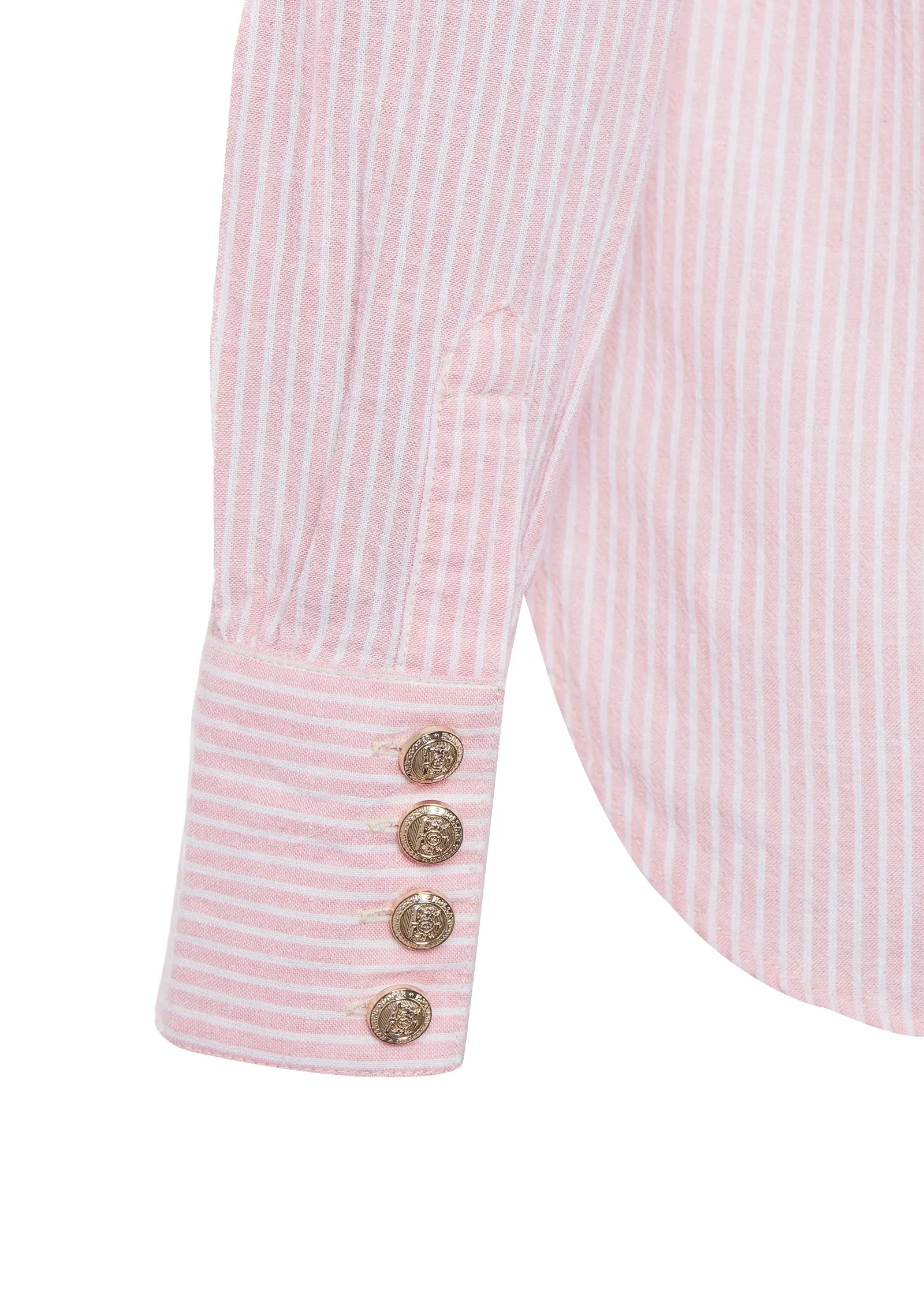 Classic V-Neck Blouse (Pink Stripe)