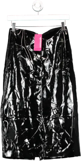 Commando Black Faux Patent Midi Skirt UK L