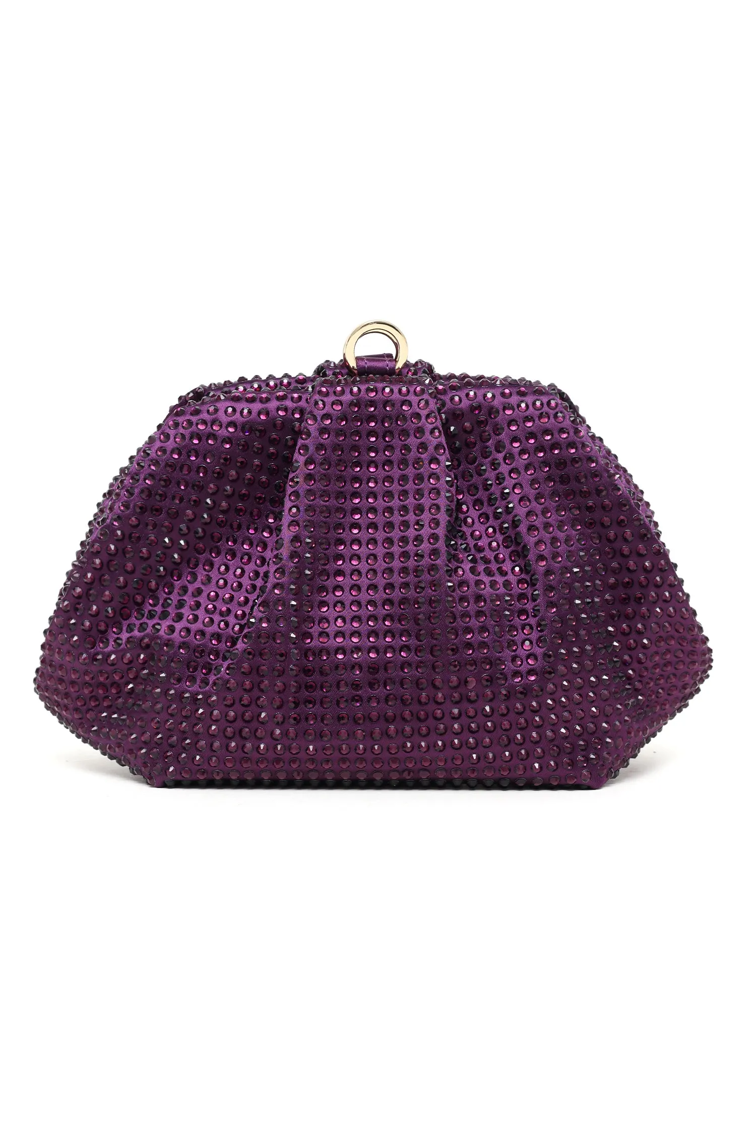 CRYSTAL RUCHED EVENING CLUTCH-PURPLE