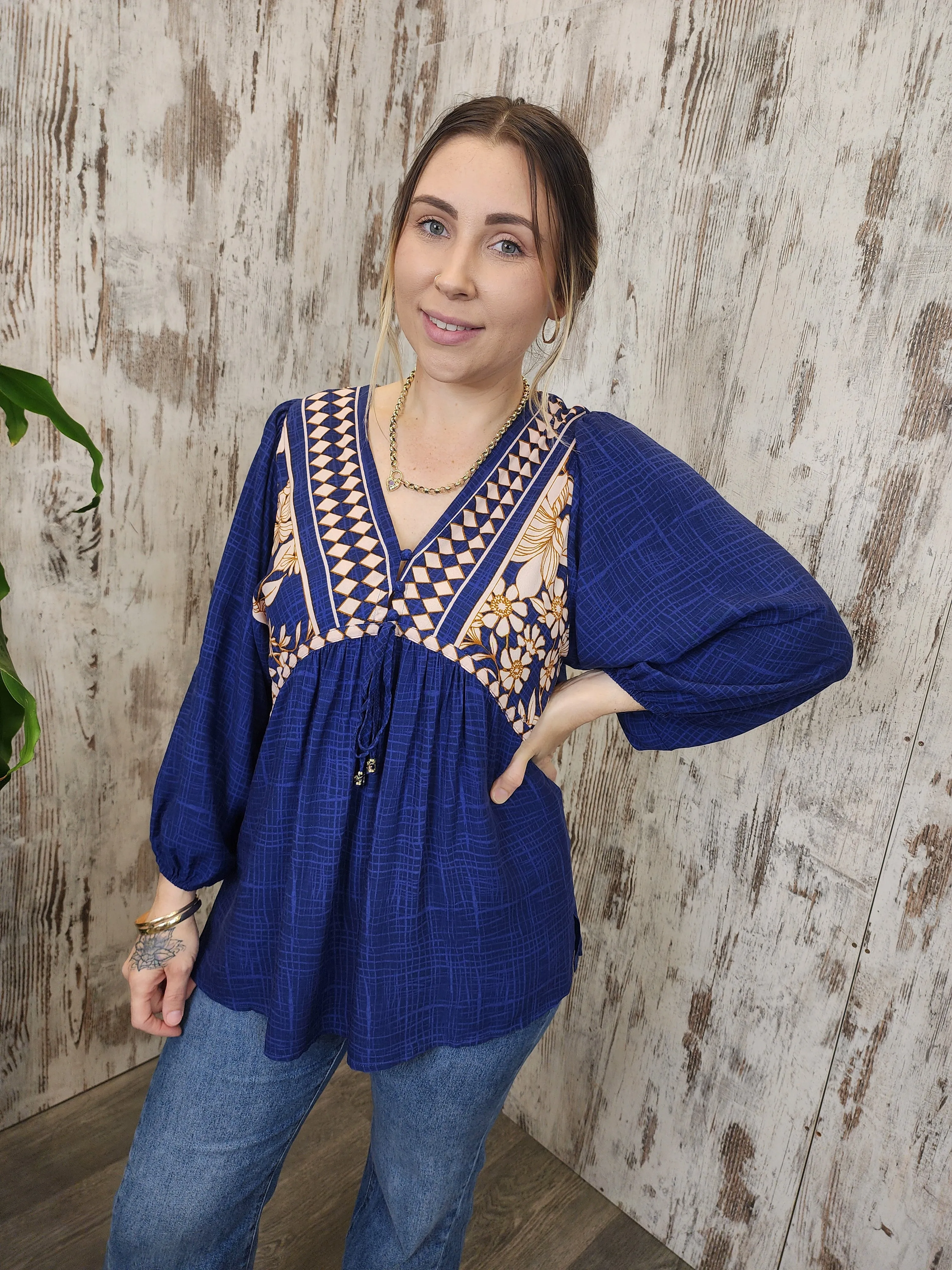 Julie Blouse Top V Neck in Marrakech Collection