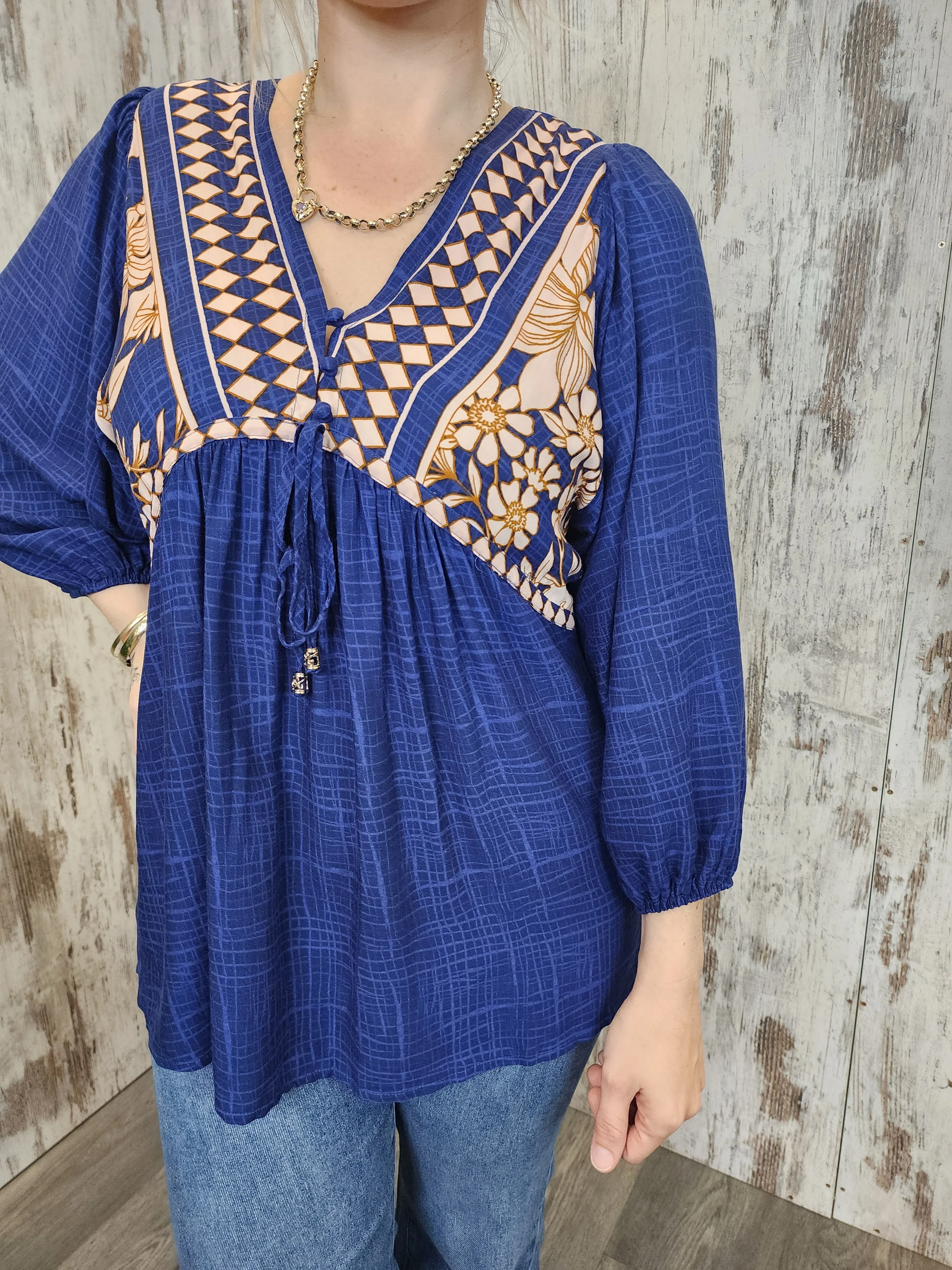 Julie Blouse Top V Neck in Marrakech Collection