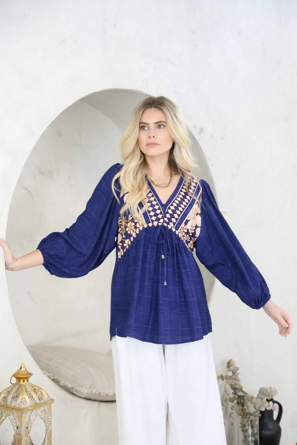 Julie Blouse Top V Neck in Marrakech Collection