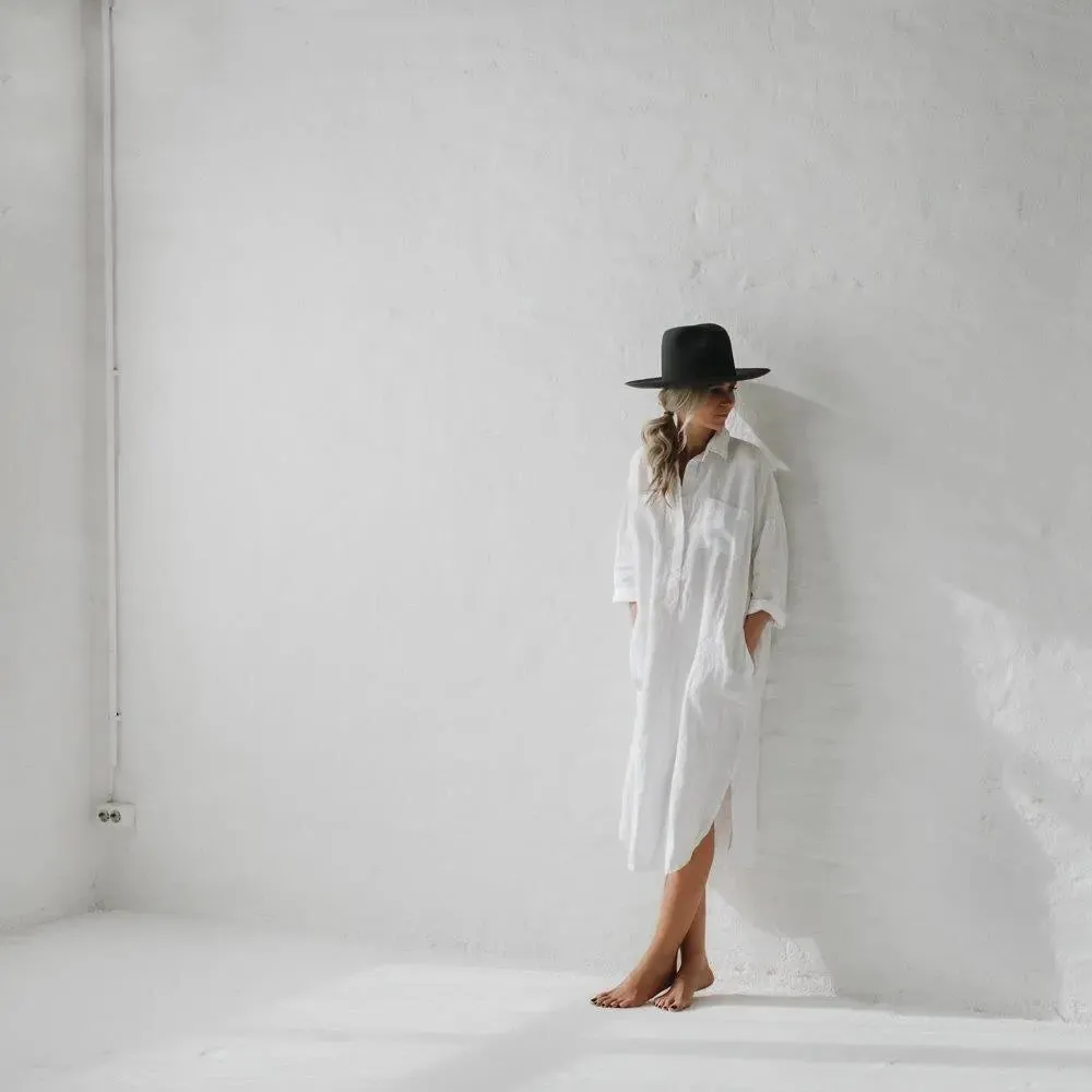 Linen shirt dress white by Seaside Tones