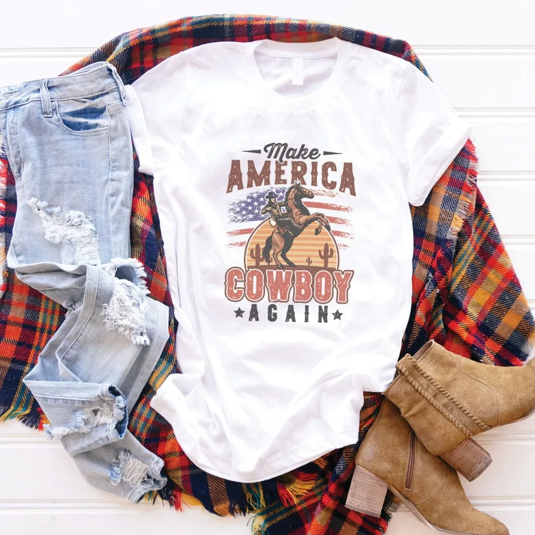 Make America Cowboy Patriotic Graphic T-Shirt - WE207