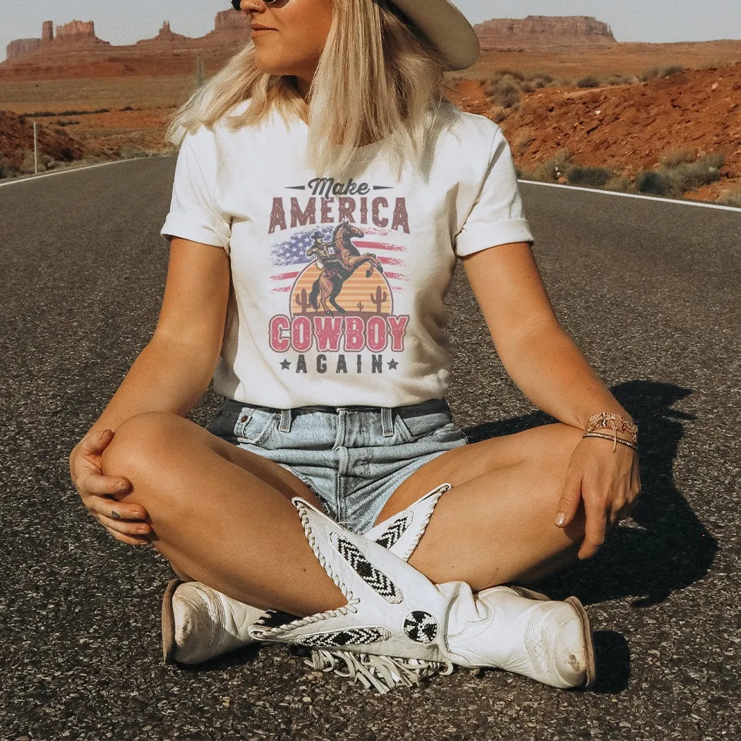 Make America Cowboy Patriotic Graphic T-Shirt - WE207