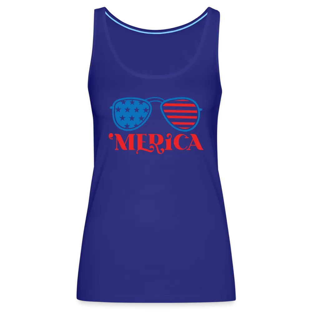 Patriotic Shades of 'Merica: Premium Women's Tank Top with Flag-Inspired Sunglasses