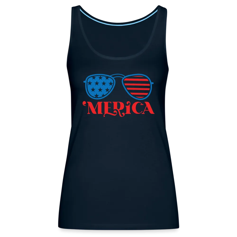 Patriotic Shades of 'Merica: Premium Women's Tank Top with Flag-Inspired Sunglasses