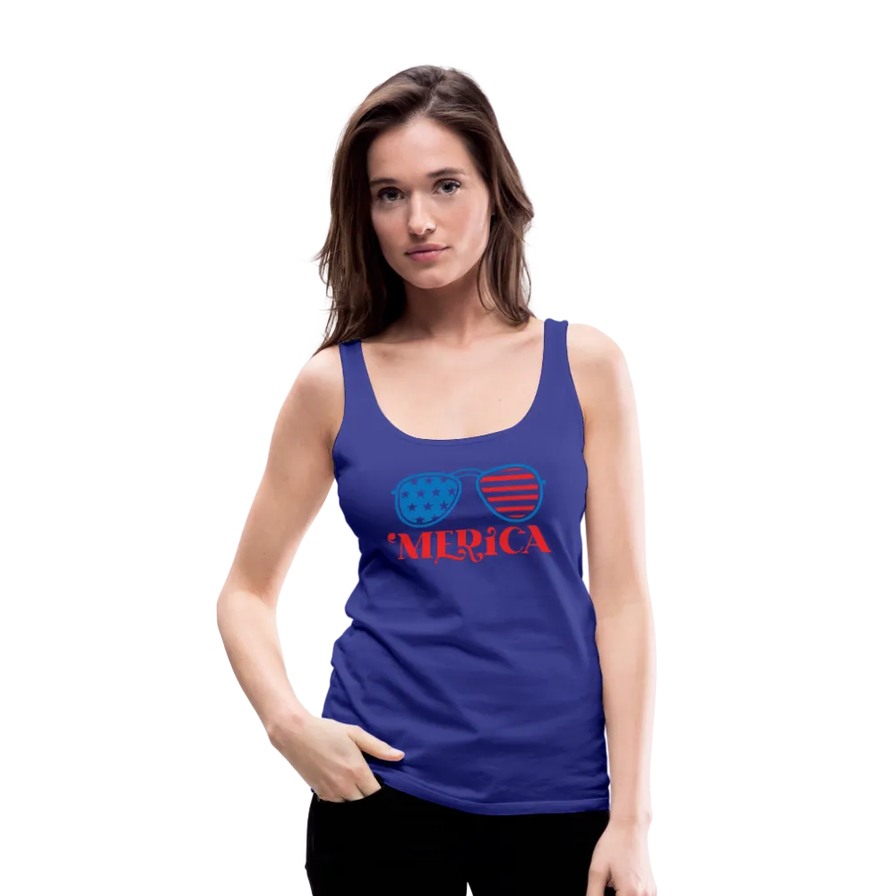 Patriotic Shades of 'Merica: Premium Women's Tank Top with Flag-Inspired Sunglasses