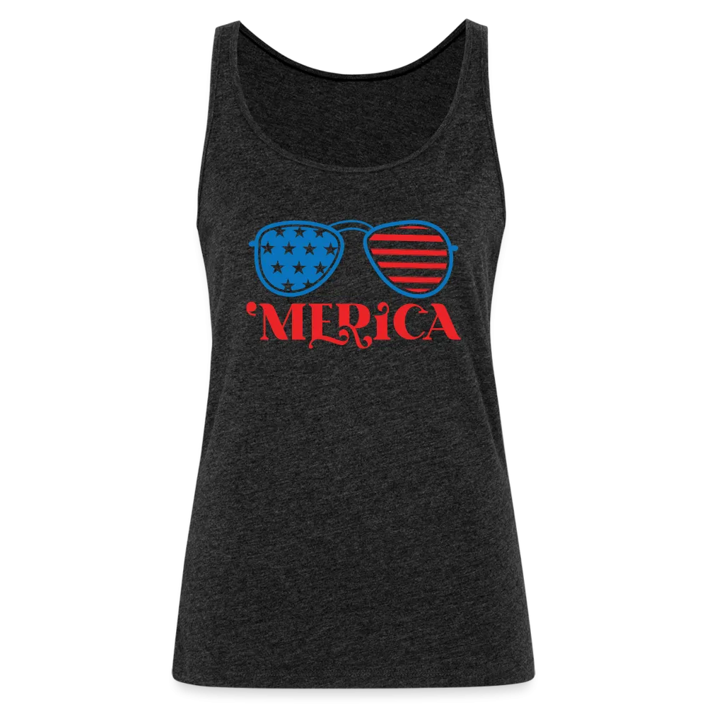 Patriotic Shades of 'Merica: Premium Women's Tank Top with Flag-Inspired Sunglasses