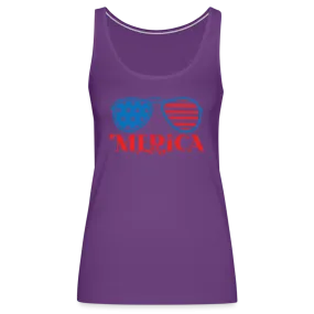 Patriotic Shades of 'Merica: Premium Women's Tank Top with Flag-Inspired Sunglasses