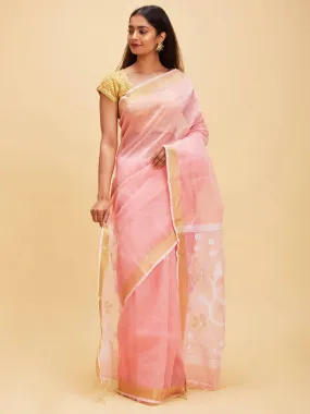 Peach colored matka silk