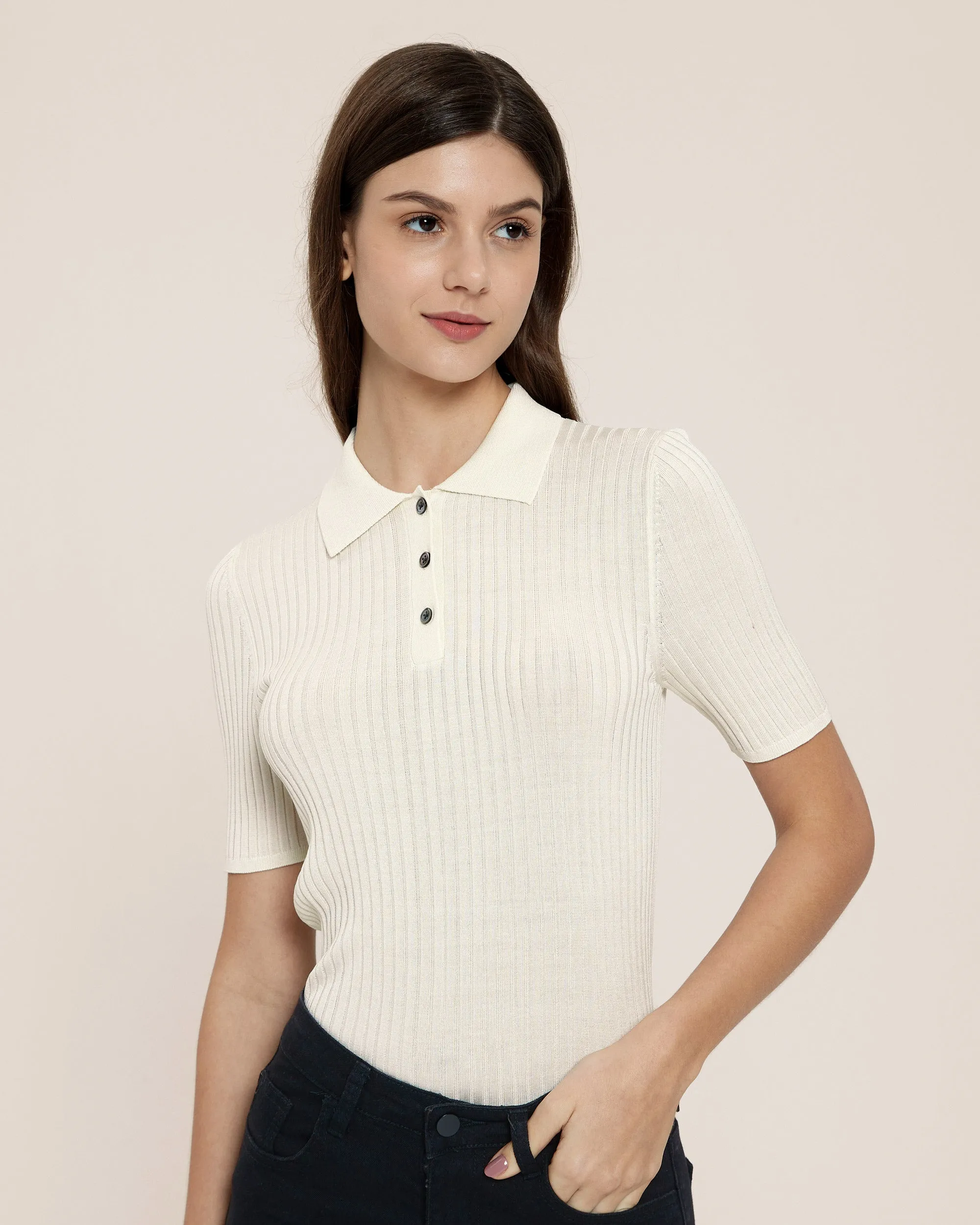 Silk Knitted Polo Shirt