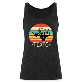 Texan Oasis: Premium Women's Tank Top with Texas Outline and Cactus Design