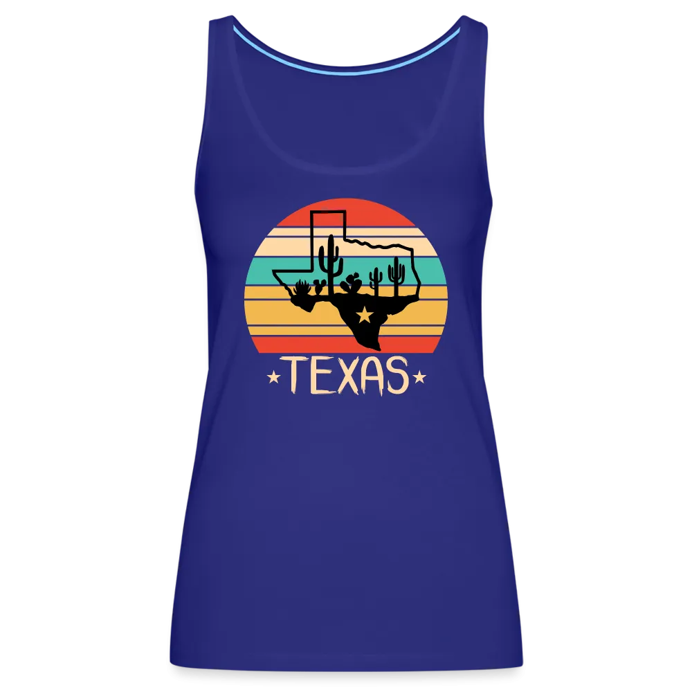 Texan Oasis: Premium Women's Tank Top with Texas Outline and Cactus Design