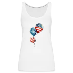 Watercolor Patriotism: Premium Women's Tank Top with American Flag Balloons