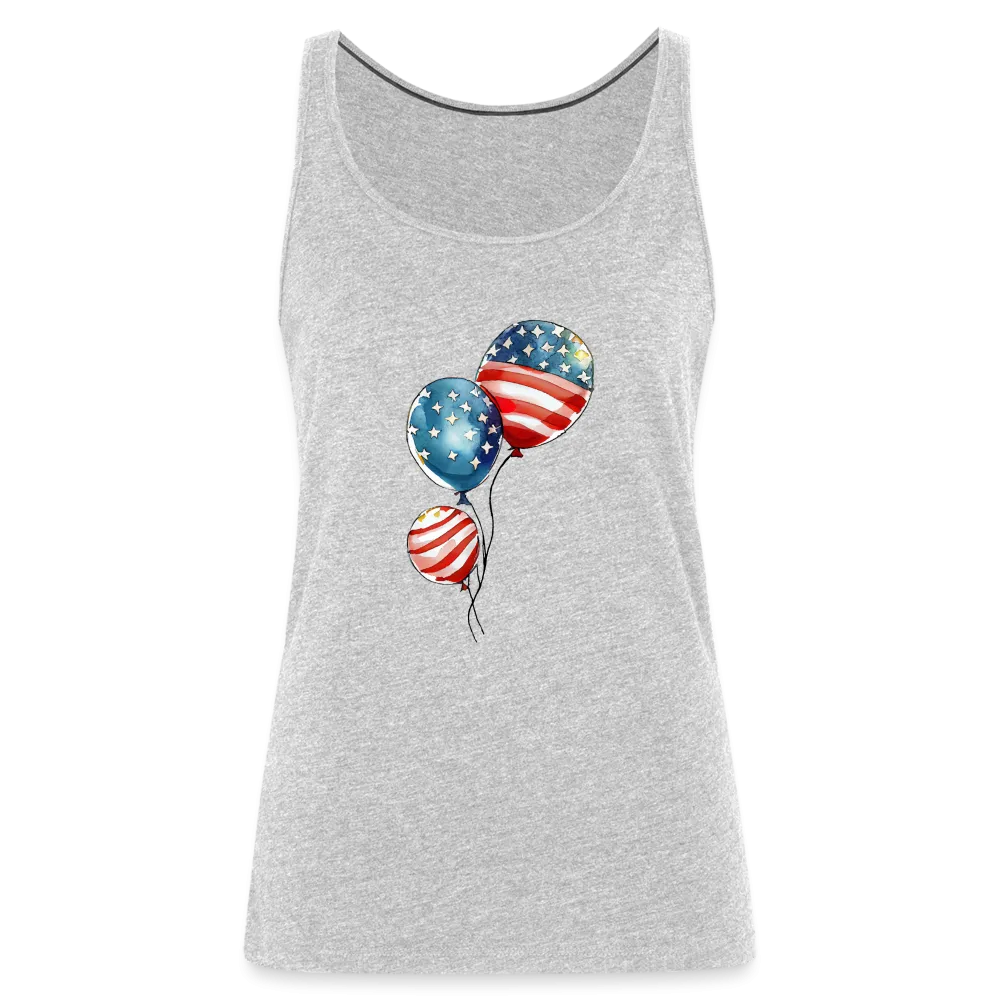 Watercolor Patriotism: Premium Women's Tank Top with American Flag Balloons