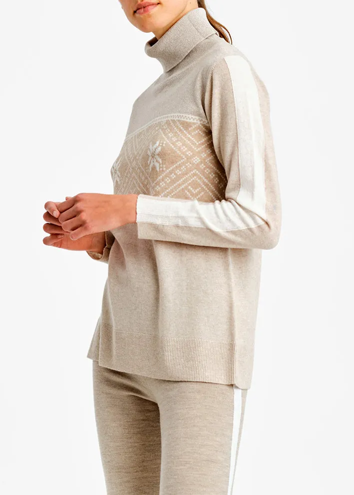 We Norwegians Snowflake Rollneck Cashmere Sweater - Beige